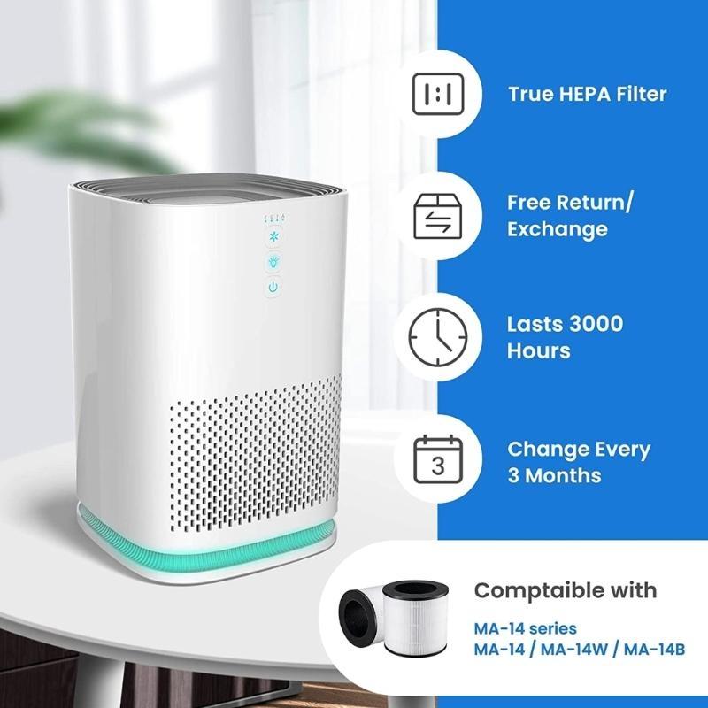 Suitable for Medify MA-14W MA-14B Air Purifier HEPA Filtration Cartridge-Element Activated Carbon Filtration System 2pcs