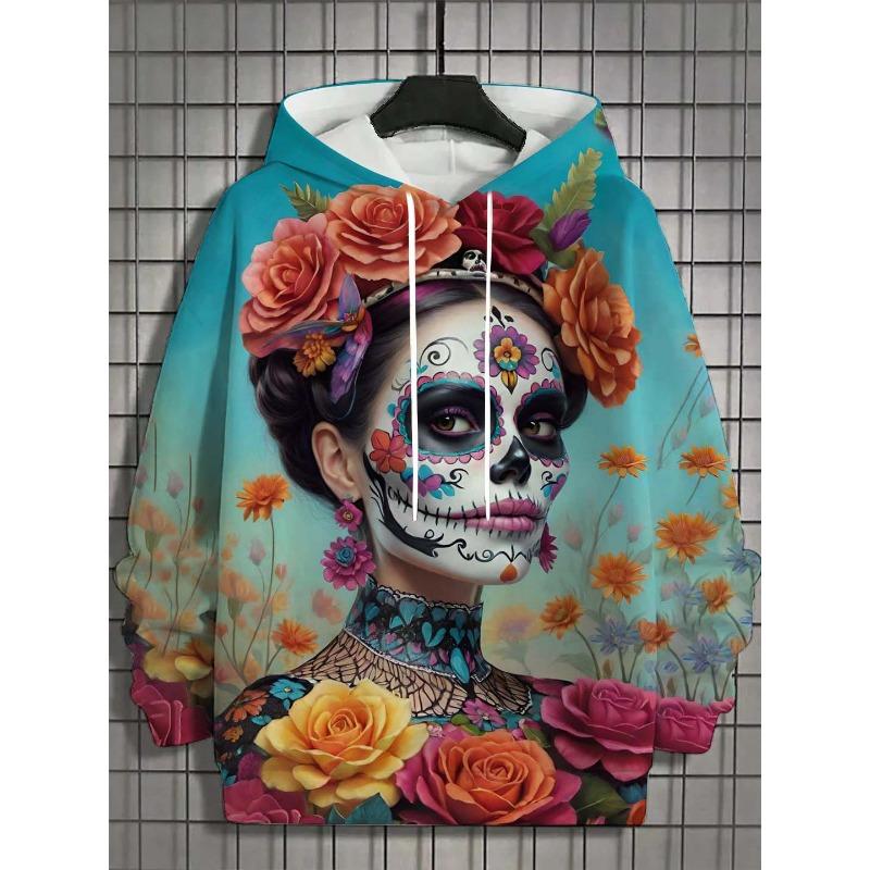 Fashion Women's Hoodie for Girls Autumn New Men's Long Sleeve Tops Sexy Girls Clothes Horror Undead Skull Pattern Unisex Tops