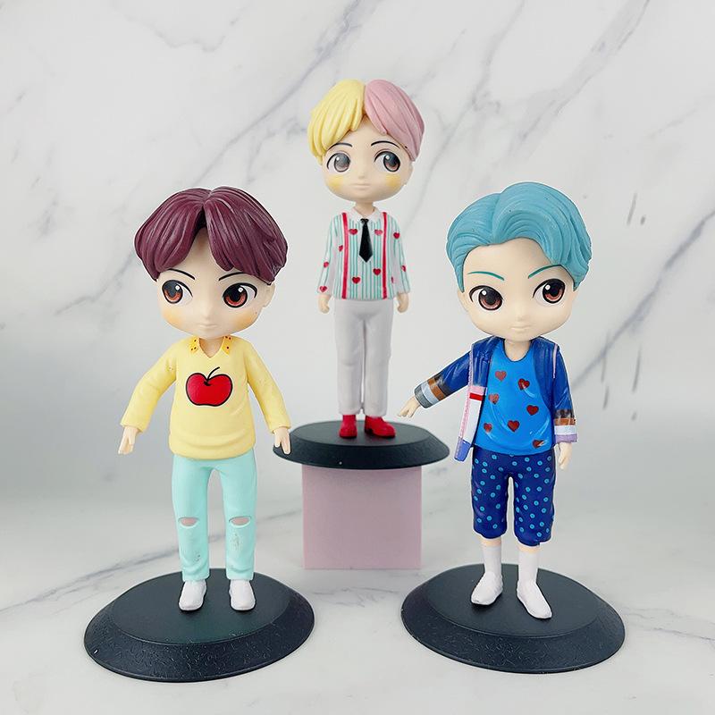 Kawaii Bangtan Boys PVC Figure Toys Groups A.R.M.Y Dolls Gift for Fans Girls