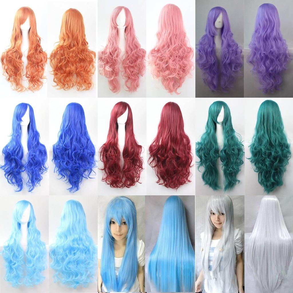 80cm Lange Wellenperücke in Lebhaften Farben Hochtemperaturfaser Ideal für Cosplay-Veranstaltungen