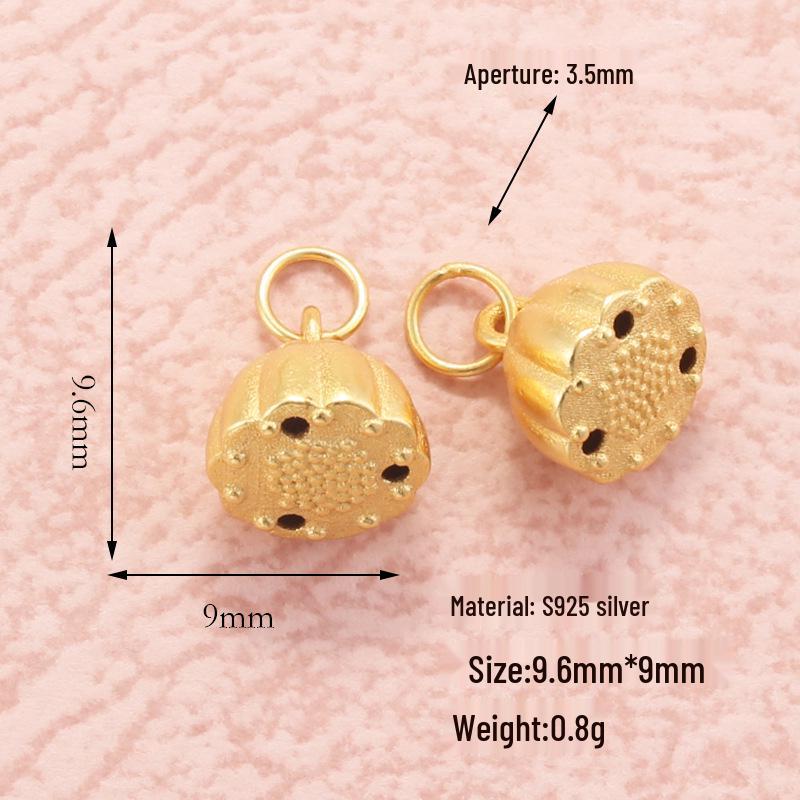 S925 Silver Tulip, Lily, and Lotus Seed Pod Dangle Pendant for DIY Bracelets & Necklaces