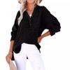 Women's V-Neck Long Sleeve Solid Color Casual Fashion Henley Blouse Shirt Top