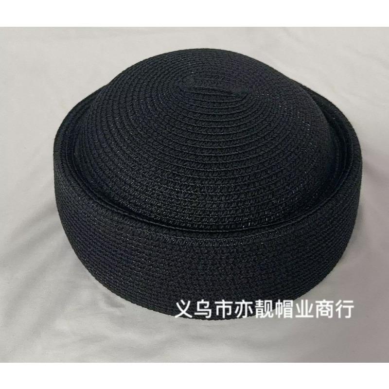 Men Solid Color Breathable Knitted Beanie Cap Lightweight Cylindrical Hat 56-58cm чёрный