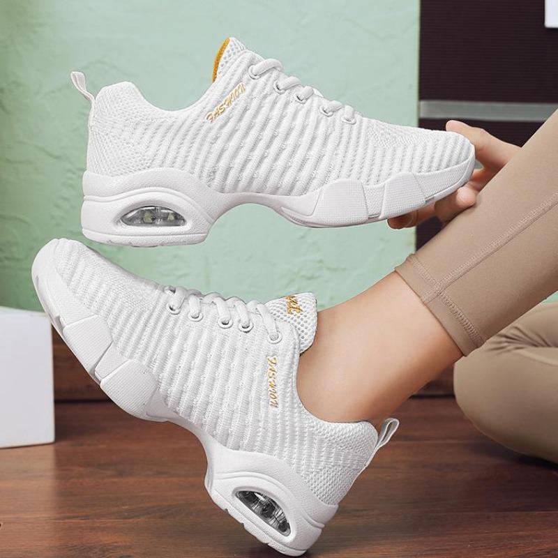 Women's Dance Shoes White Sports Dance Shoes Soft Soled Mesh Jazz Shoes