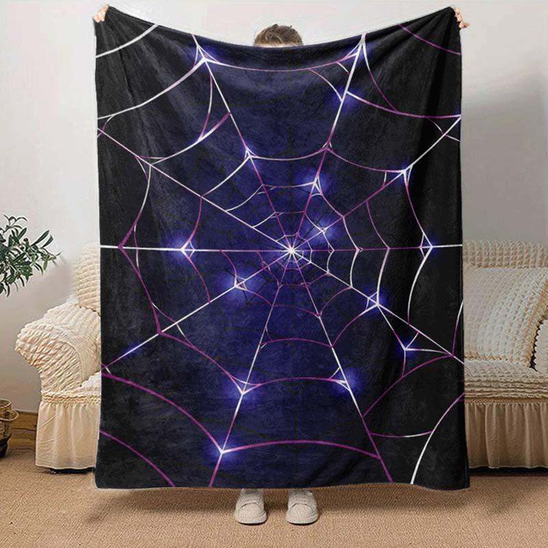 1pc Spider Web Printing Lightweight Flannel Blanket, Comfortable and Warm Blanket, for Camping Sofa Bed and Couch Office, Suitable for Gift B