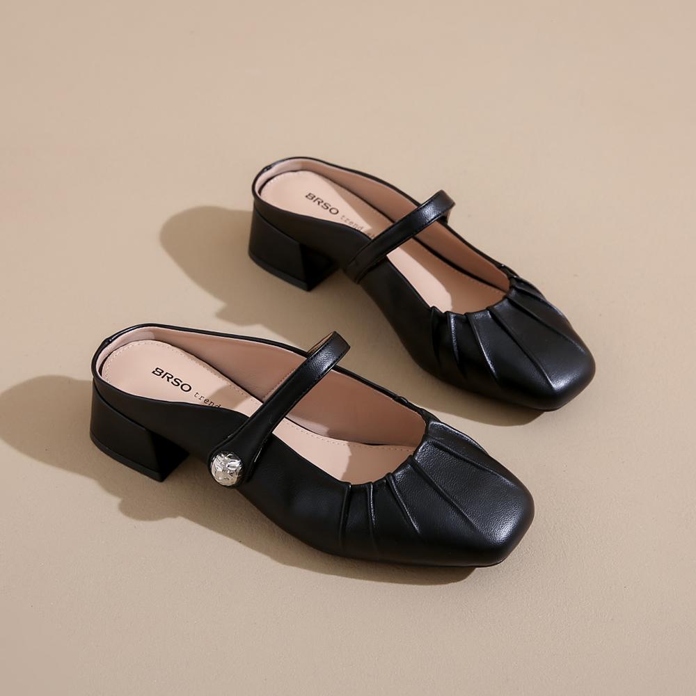 Mid Heels Women Slippers Elegant Mules Shoes Chunky Sandals 2025 Fashion Pumps Flip Flops Summer Trend Slides Sandalias De Mujer