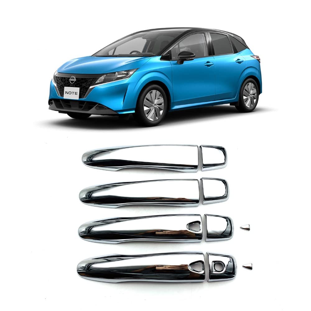 ONKYOU Dørhåndtakdeksler for den nye Nissan Note e13 og Aura Full Chrome Speilsett på 10 med den nye Nissan Note e13 og Aura NISMO, Dekning,