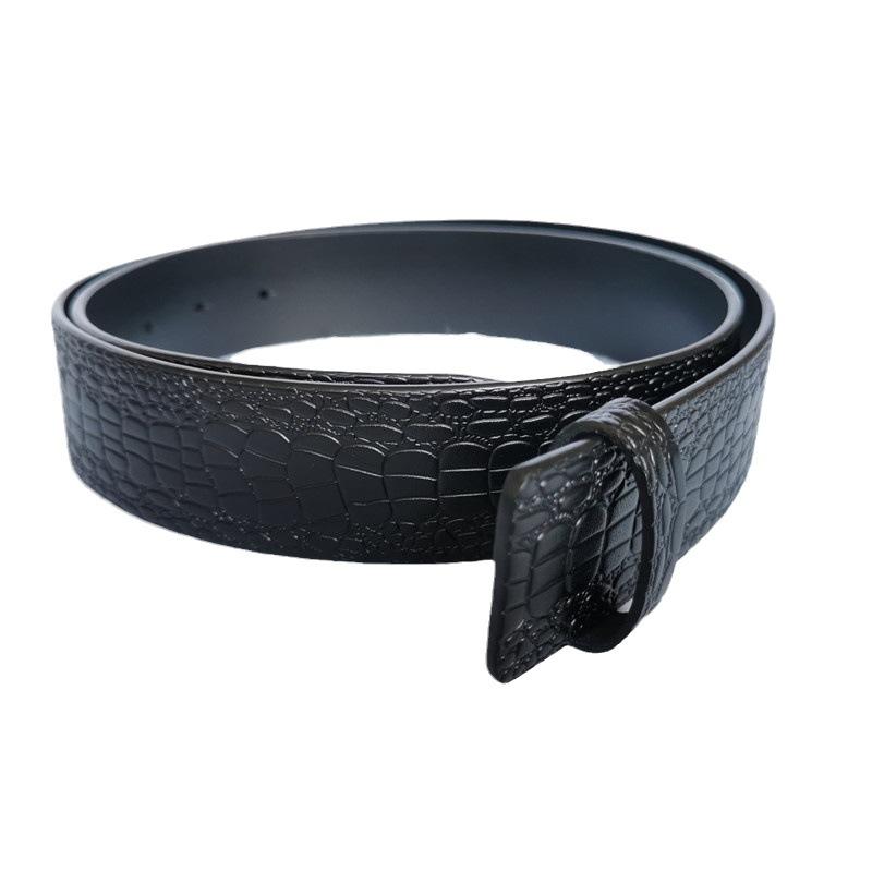 Men's Top Layer Cowhide Belt 3.8 Small Pattern Plate Buckle Strip Tree Cake Leather Top Layer Cowhide Belt Strip