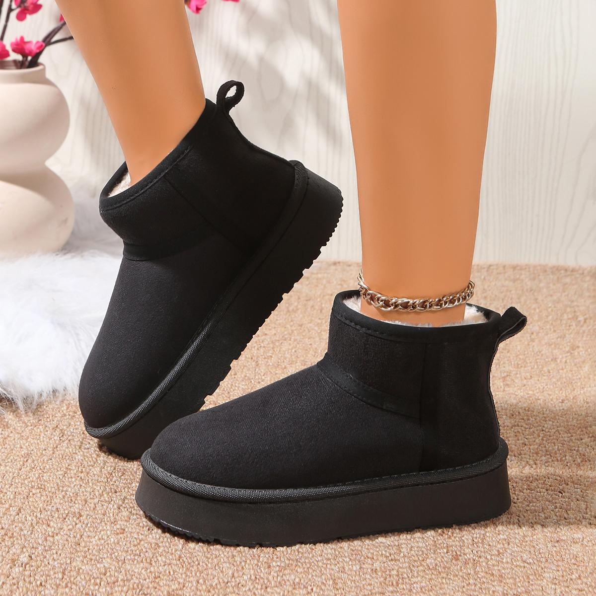 

Thick Plush Platform Snow Boots Women Winter Keep Warm Cotton Shoes Suede Cpomfortable Ankle Botas Padded Shoes for Women 36