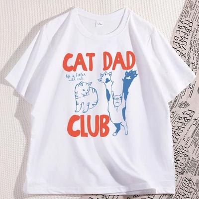 Funny Cat Lover Pet Parent T Shirt Cat Dad TShirt Funny Men Casual Cat Dad Club Tshirt Loose Cretive Printed Short Sleeve Tees
