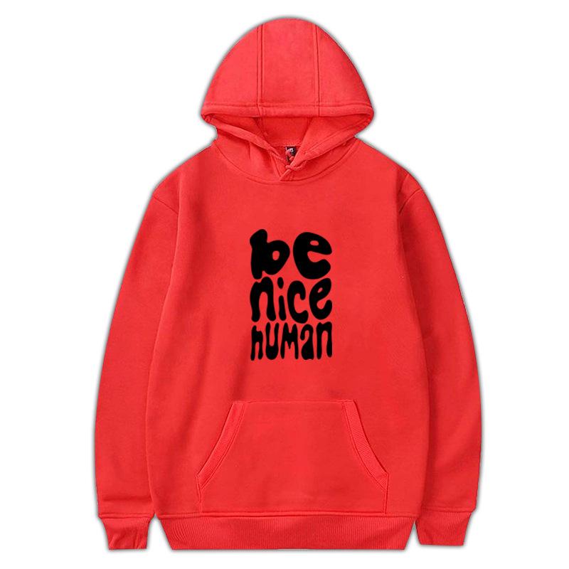 Autumn Winter 2023 Anime 'Be Nice Human' Plus Size Cartoon Pullover Hoodie