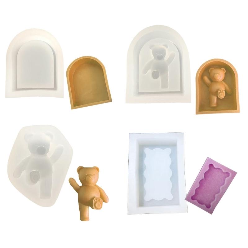 3D Bear Door Frame Candle Silicone Mold for DIY Hand-made Candle Ornaments Mould Handicrafts Making Tool Baking Mold