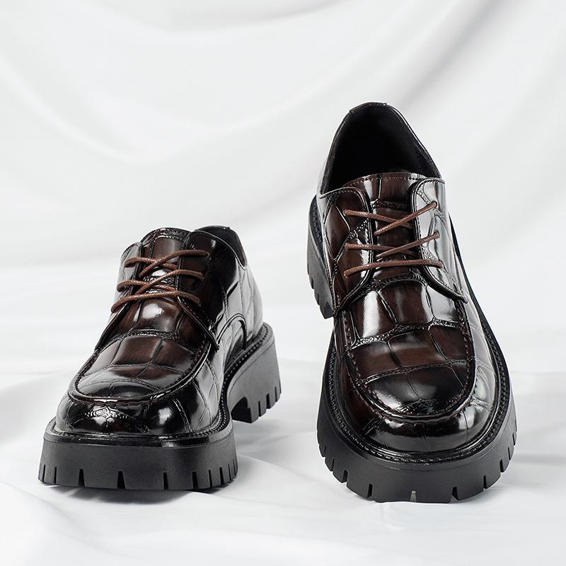 Men's Big Size Thick Sole Height Increasing Business Casual Lace Up Leather Shoes Formal Wedding Oxford Shoes For Men Shoes