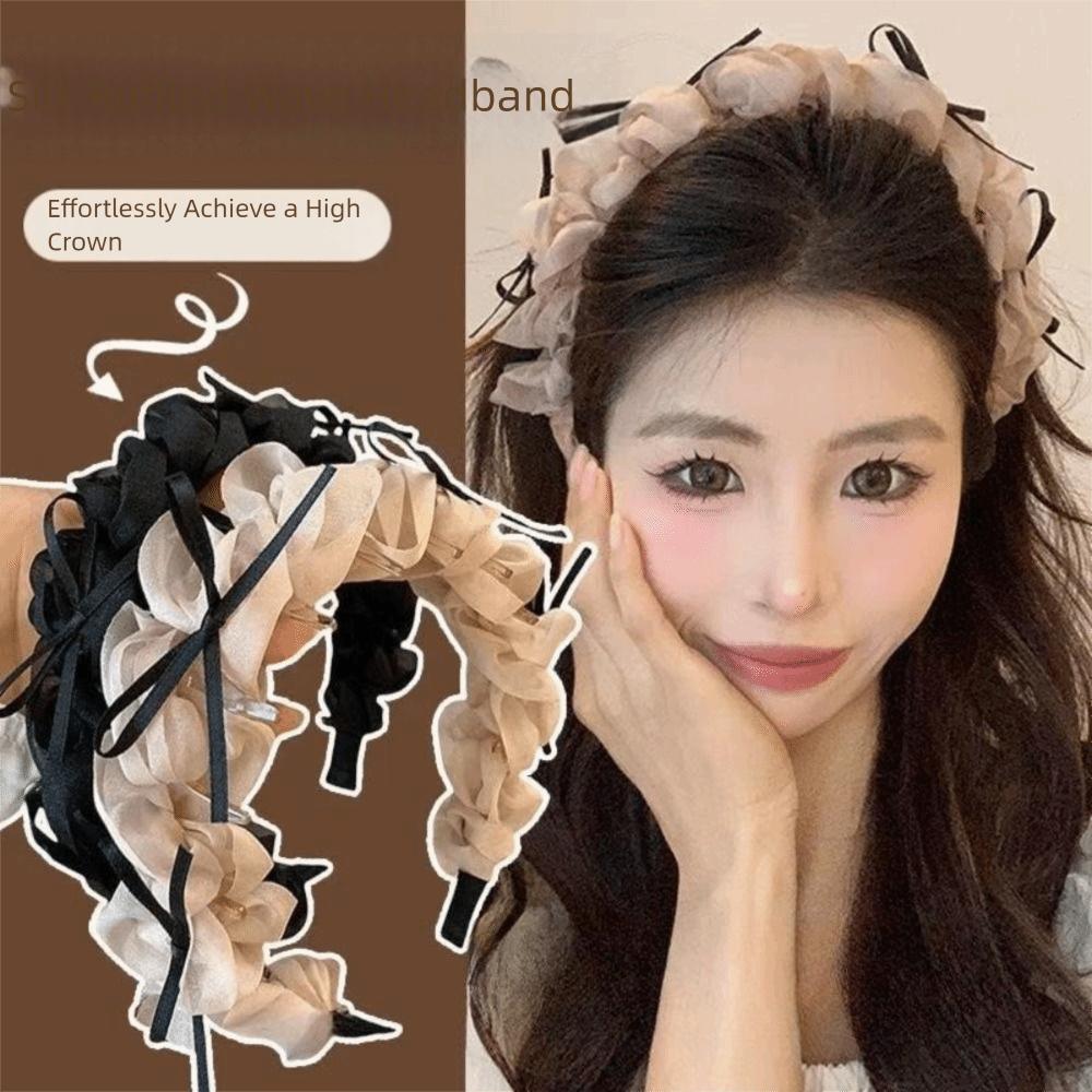 Plissiertes Damen-Haarband Rutschfest Hohe Oberseite Kopfbedeckung Elegant Schleife Geflochtenes Stirnband Haaraccessoires