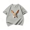 Kids Cotton T Shirt Cute Peeking Rabbit Print Crew Neck Short Sleeve Tee Casual Breathable Boys Girls Summer Tops