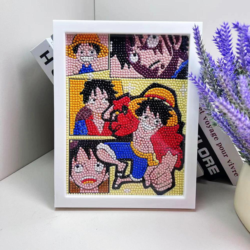 Cartoon Diamond Painting Children's Handmade Diy Diamond Stickers Bedroom Living Room Decorative Painting Masonry Painting with Photo Frame.