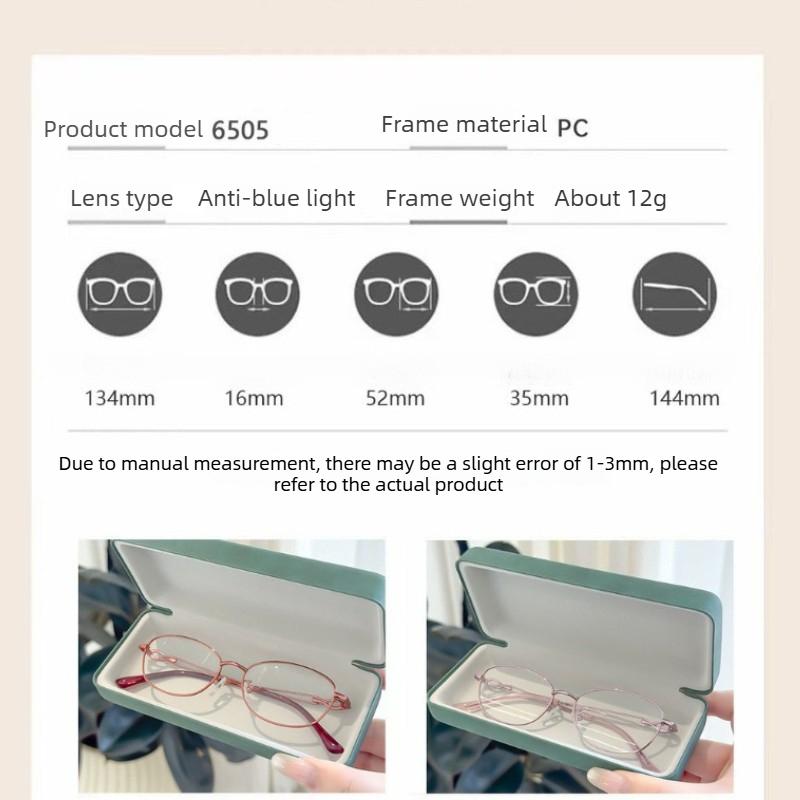 Metal Oval Blue Light Blocking Presbyopia Glasses Stylish Small-Frame Minimalist and Versatile Women Reader Eyewear 0 To +4.0