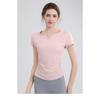 Neues plissiertes Yoga-Top Damen V-Ausschnitt Sport Fitness Kurzarm-T-Shirt Outdoor-Sport Laufen Schnelltrocknendes Kurzarmshirt