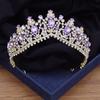 Baroque Purple Rhinestone Crystal Wedding Crown Silver Gold Colors Bridal Tiaras Party Prom Bride Headdress Hair Jewelry