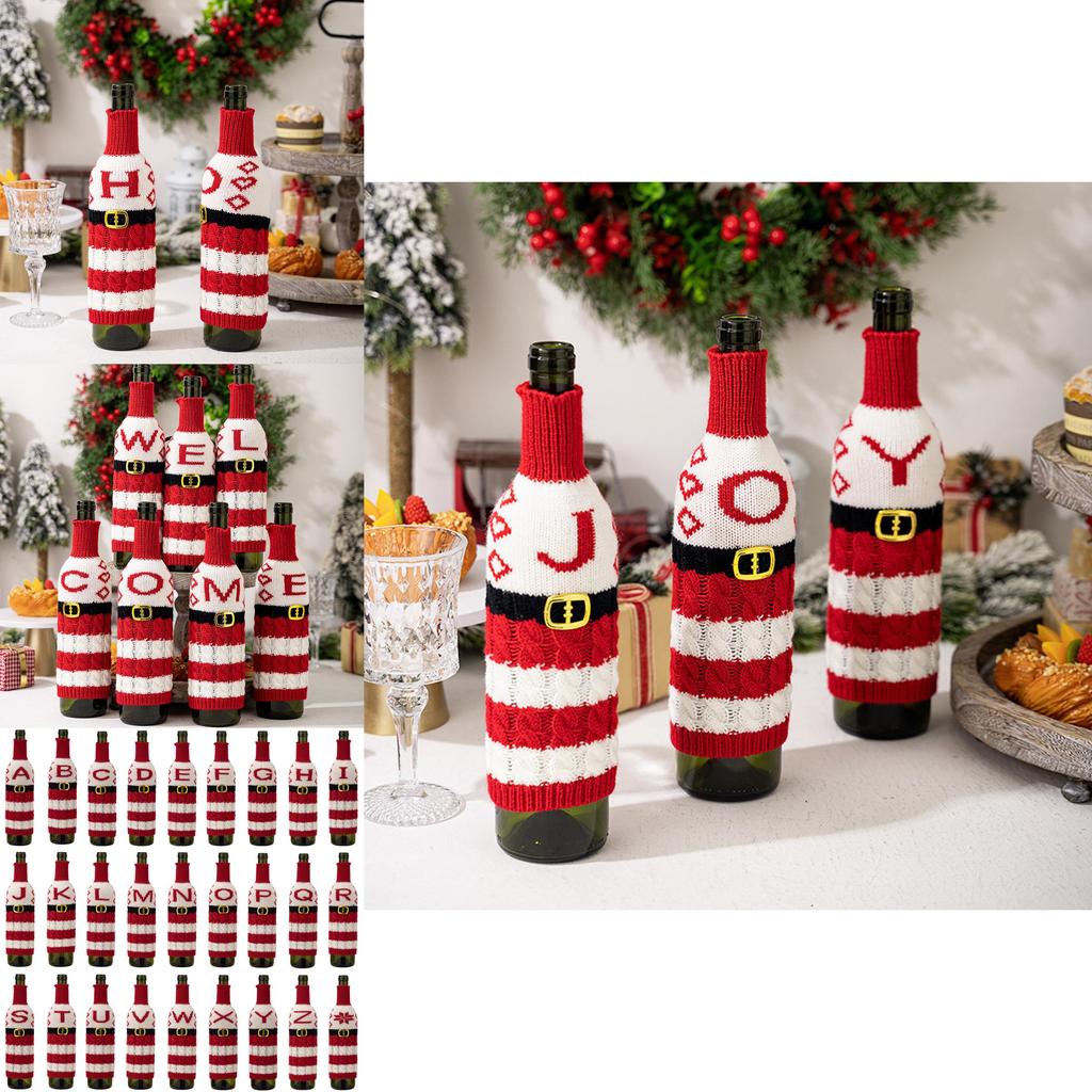 Vibrant And Decorative Knitted Letter Wine Bottle Holder For Christmas Parties And Gifts