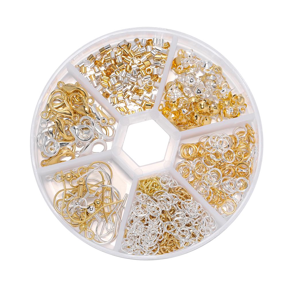 6Grids Alloy Accessories Jewelry Findings Set Repair Tools Lobster Clasp Open Jump Rings Earring Hooks for DIY Jewelry Making