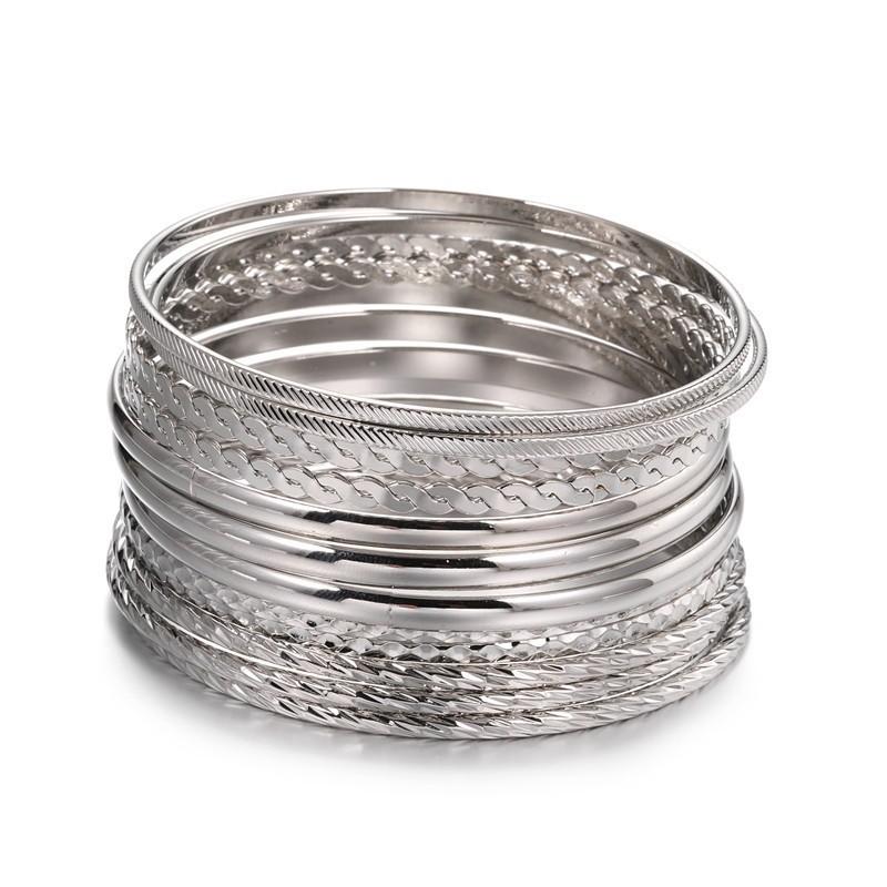 Geometrisches Reifen-Manschettenarmbänder-Set Mit Galvanisierter Oberfläche Für Männer Und Frauen Sommer 2025