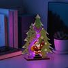 Lighted Christmas Tree Tabletop Decoration with Wooden Holiday Display for Festive Home Party Decor