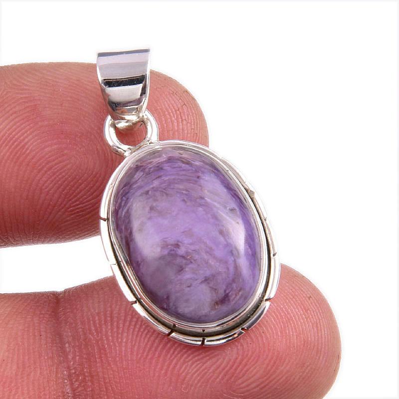 

Natural Charoite Gemstone Handmade 925 Solid Sterling Silver Pendant 1.25 r0K82