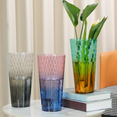 Klare Blumenvase für Tischdekoration Verdickter Kunststoff Moderne Vase Farbverlauf Dekorative Vase für Zuhause Hochzeit Party Dekoration