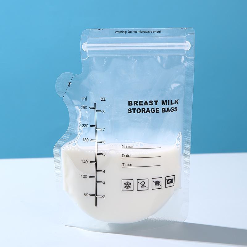 250ml Disposable Breast Milk Storage Bags - Double Ribbed for Freezing & Portioning, Portable Milk Powder Bag
