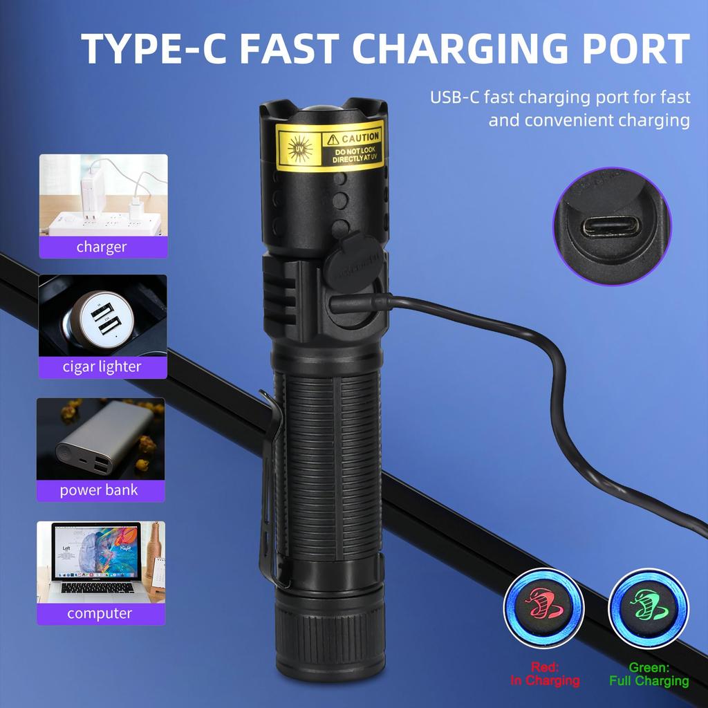 DARKBEAM Blacklight UV Light LED 395NM Ultraviolet Light UV Flashlight 395nm Anisakis Light Rechargeable USB-C