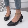Fashion single shoes thick heel not tired feet high heels spring new fashion work small leather shoes