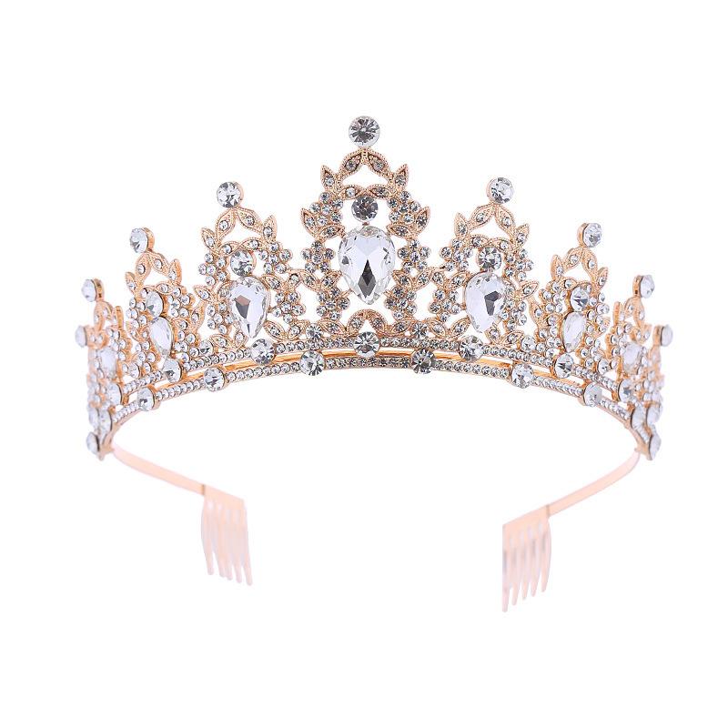 European and American Bridal Crown Tiara Alloy Crystal Wedding Hair Accessories Crown Birthday Party Headband Jewelry
