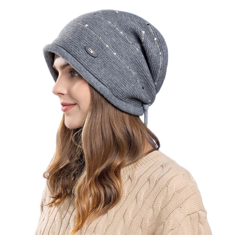 Short Brim Winter Knitted Hat Soft Bonnet Casual Beanies  Outdoor