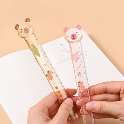 1 Pièce Mignonne Règle Droite Capybara Kawaii Capybara Papeterie Drôle Dessin Cadeau Bureau École Mesurer Dessin