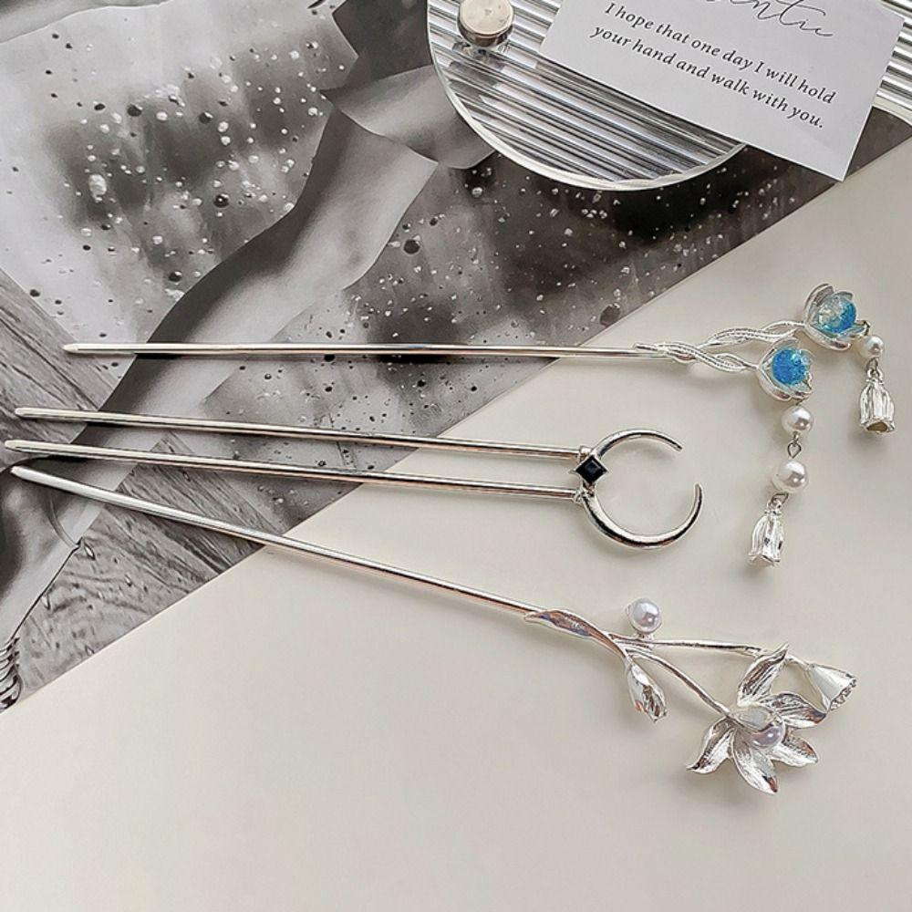 Pearl Chinese Style Hair Stick Lotus Flower  Hair Fork Exquisite Hanfu Hair Stick  Perform