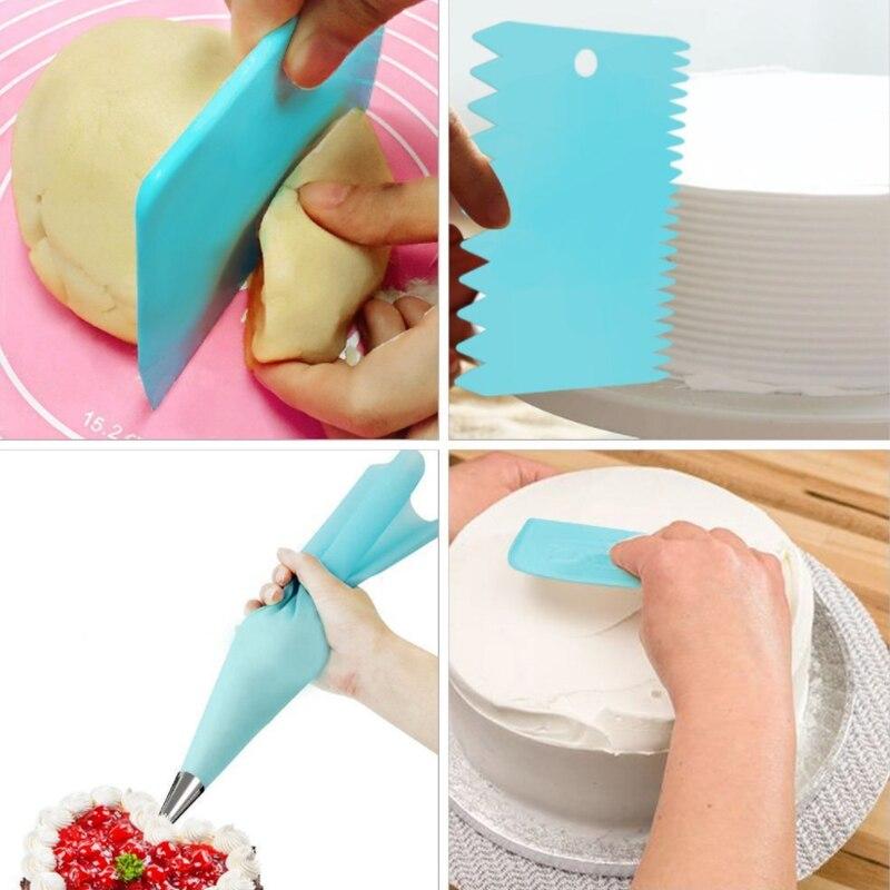 3pcs Plastic Cake Cream Spatula Dough Butter Batter Scraper Baking Tools for Home Baking Cutting Tools Kitchen Accessories
