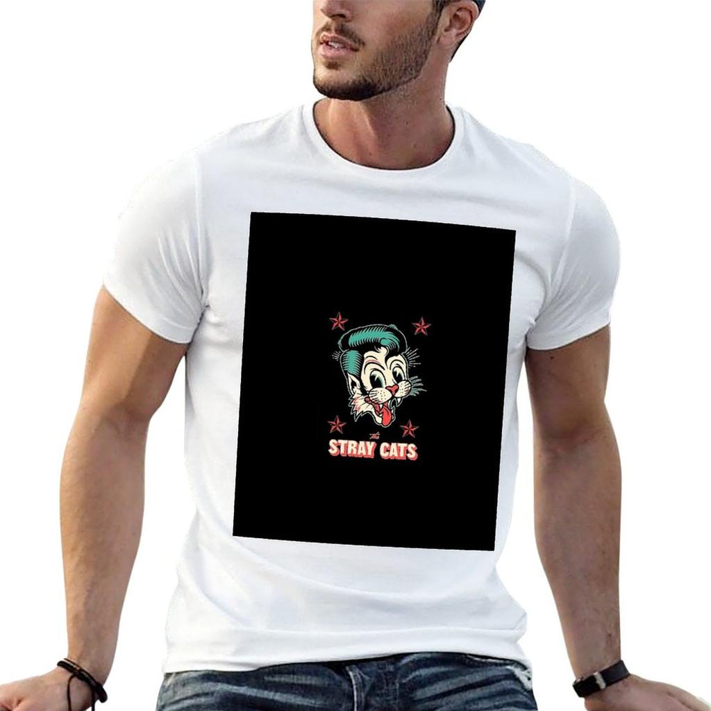 STRAY CATS TShirt Basic Casual Short Sleeve Cotton Shirt