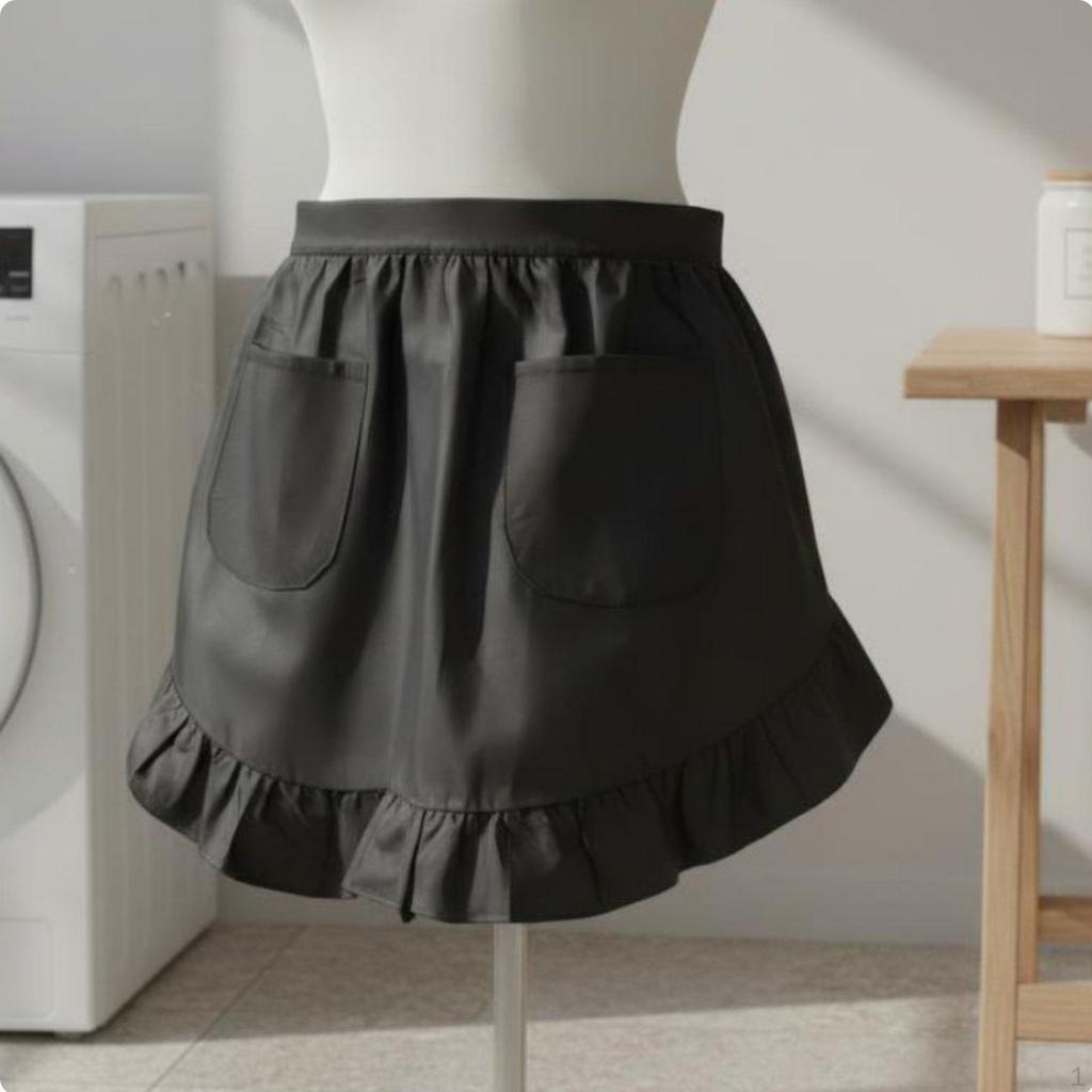 Maid Style Short Apron Vintage Influenced Ruffled Half Workwear Accessory for Waitresses,