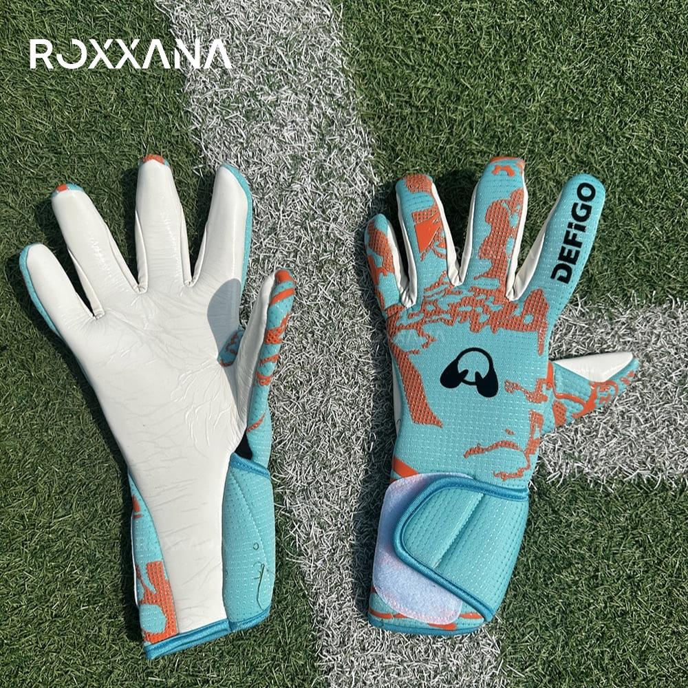 Mănușile de portar din latex ROXXANA, rentabile, sunt antiderapante, durabile, respirabile, potrivite pentru antrenamente și meciuri de fotbal.