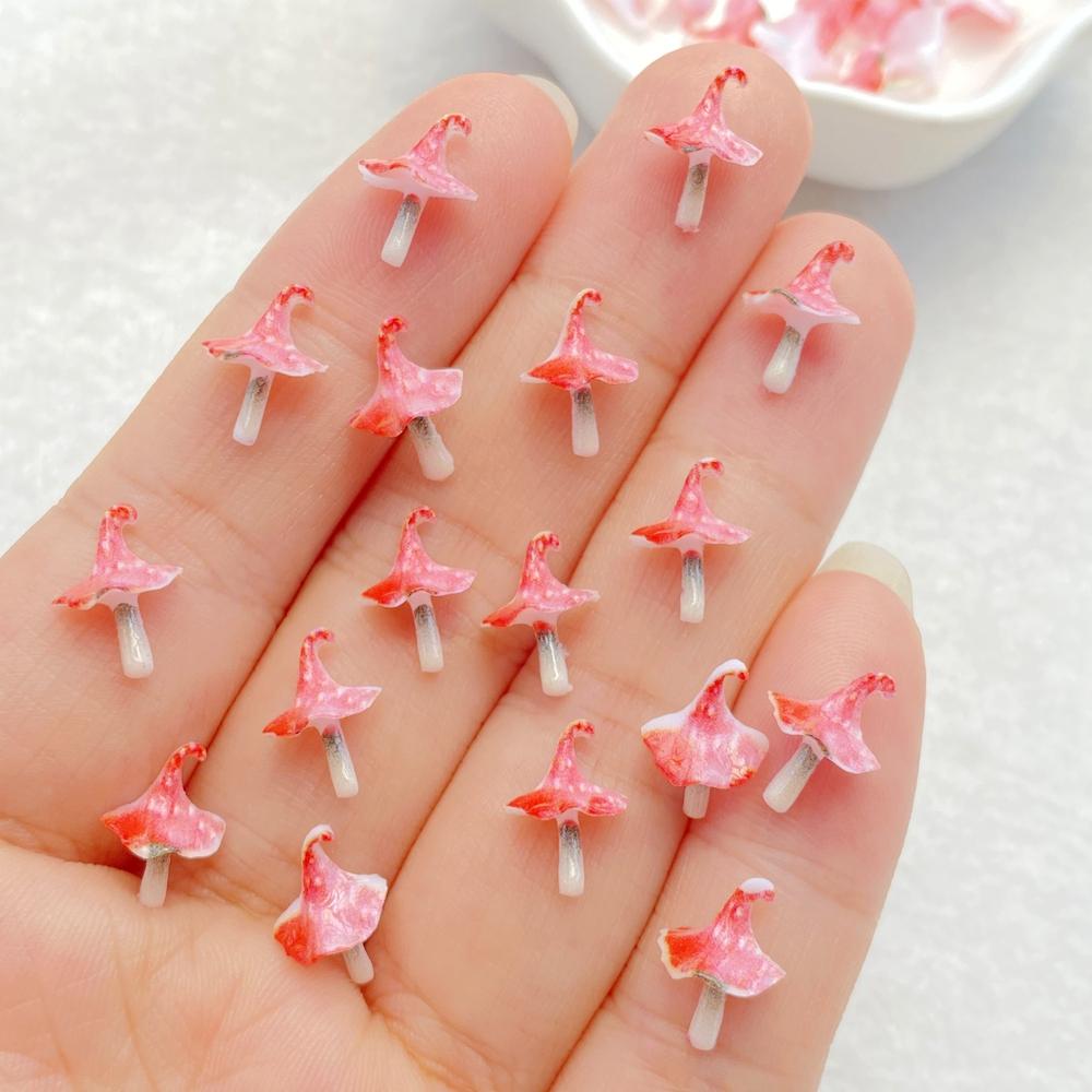 50pcs Resin Cute 3D mini Colorful Mushrooms Flat Back Rhinestone Scrapbook DIY Wedding Applique Decor Jewelry Accessories