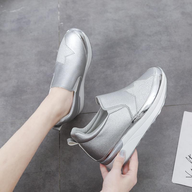 Cross-border large-size one-pedal lazy shoes fashionable rhinestone muffin thick-soled casual inner height-increasing single shoes