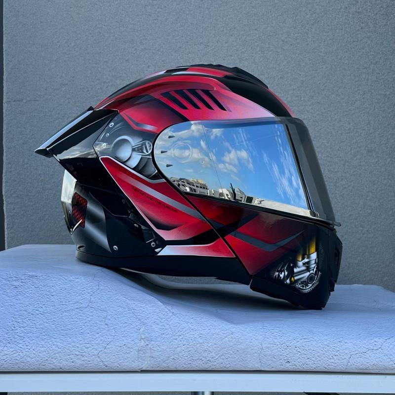 Flip-Up Motorcycle Helmet With Dual Visors ABS Full Face Men Women Scooter Riders