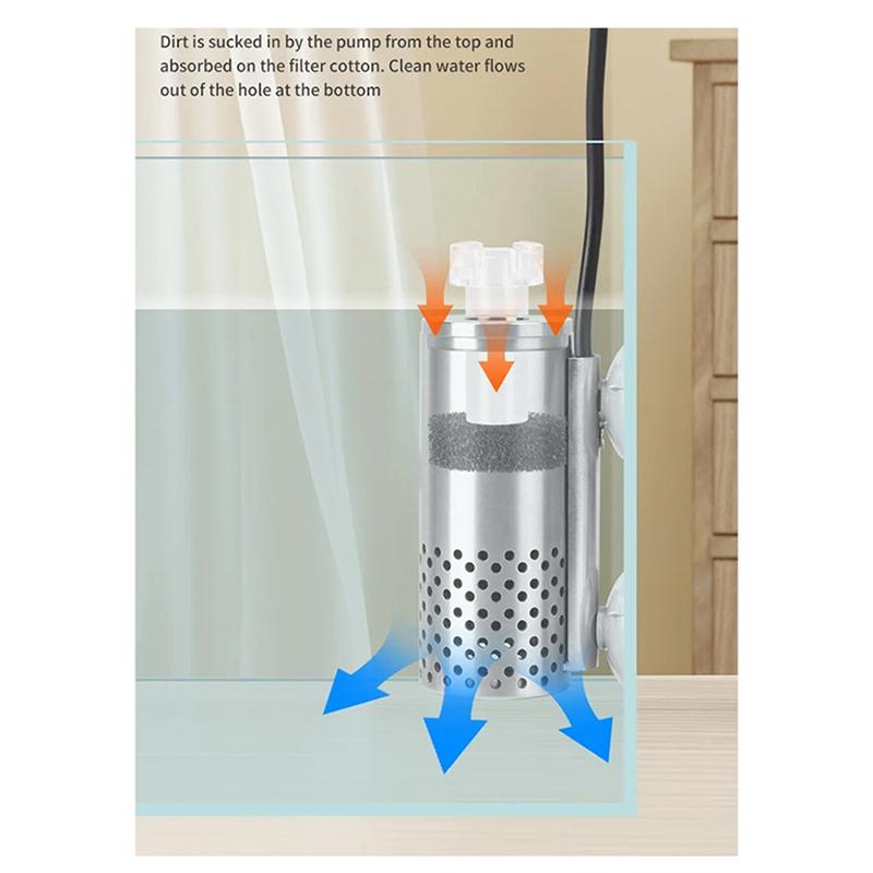 Stainless Steel Aquarium Electric Oil Removal Film Membrane Fish Tank USB Filter Self-Priming Floating Head Oil Processor