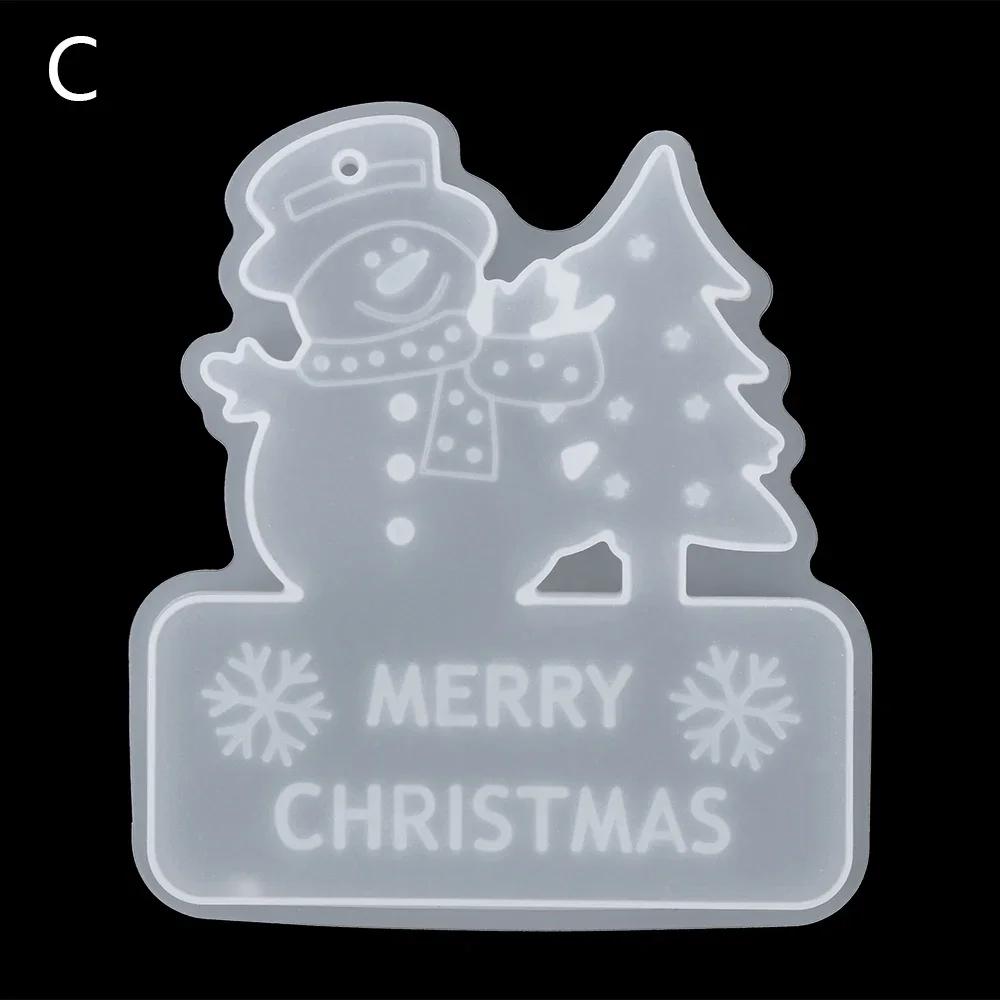 DIY Pendant Resin Crystal Epoxy Mould Christmas Tree Elk Pendant Decoration Hanging Tags Resin Silicone Mould