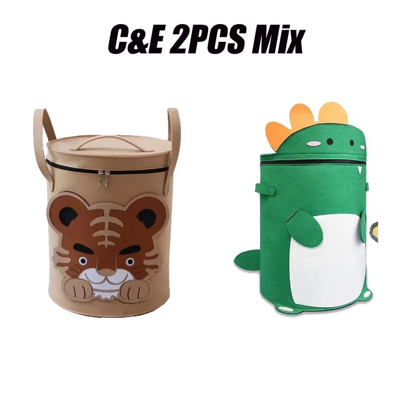 Aufbewahrungseimer für Spielzeug mit großer Kapazität, Aufbewahrungskorb mit Cartoon-Tier, Aufbewahrungskorb mit Deckel, Faltbarer Aufbewahrungskorb, Haushaltswaren