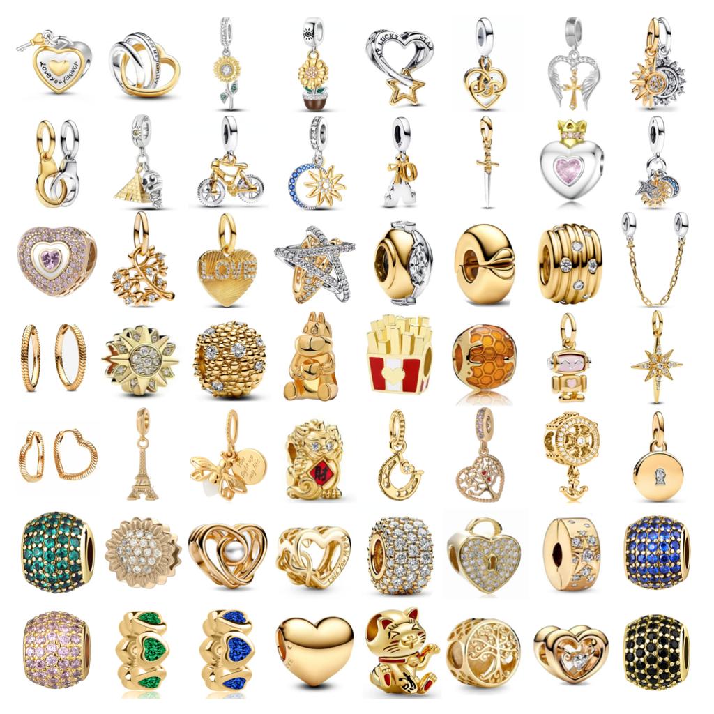 Brand New Copper Metal Plated Gold Tower Sunflower Dangle Charm Bead Component Bead Component Compatible With Authentic Original Accessories Bracelet