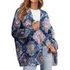 Women's Fashion Long Sleeve Print V-Neck Button Loose Cardigan Top