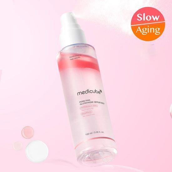 Medicube PDRN Pink Serum Mist 100ml – Korean Anti-Aging & Brightening Facial Spray with Glutathione, Peptides & Salmon DNA