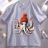 2026 Hot Sale Funny Octopus Wearing Beanie Retro T-Shirt Unisex Funny T Shirt 90s Graphic Tee Cotton Short Sleeve Male Tees Y2k Clothing Top
